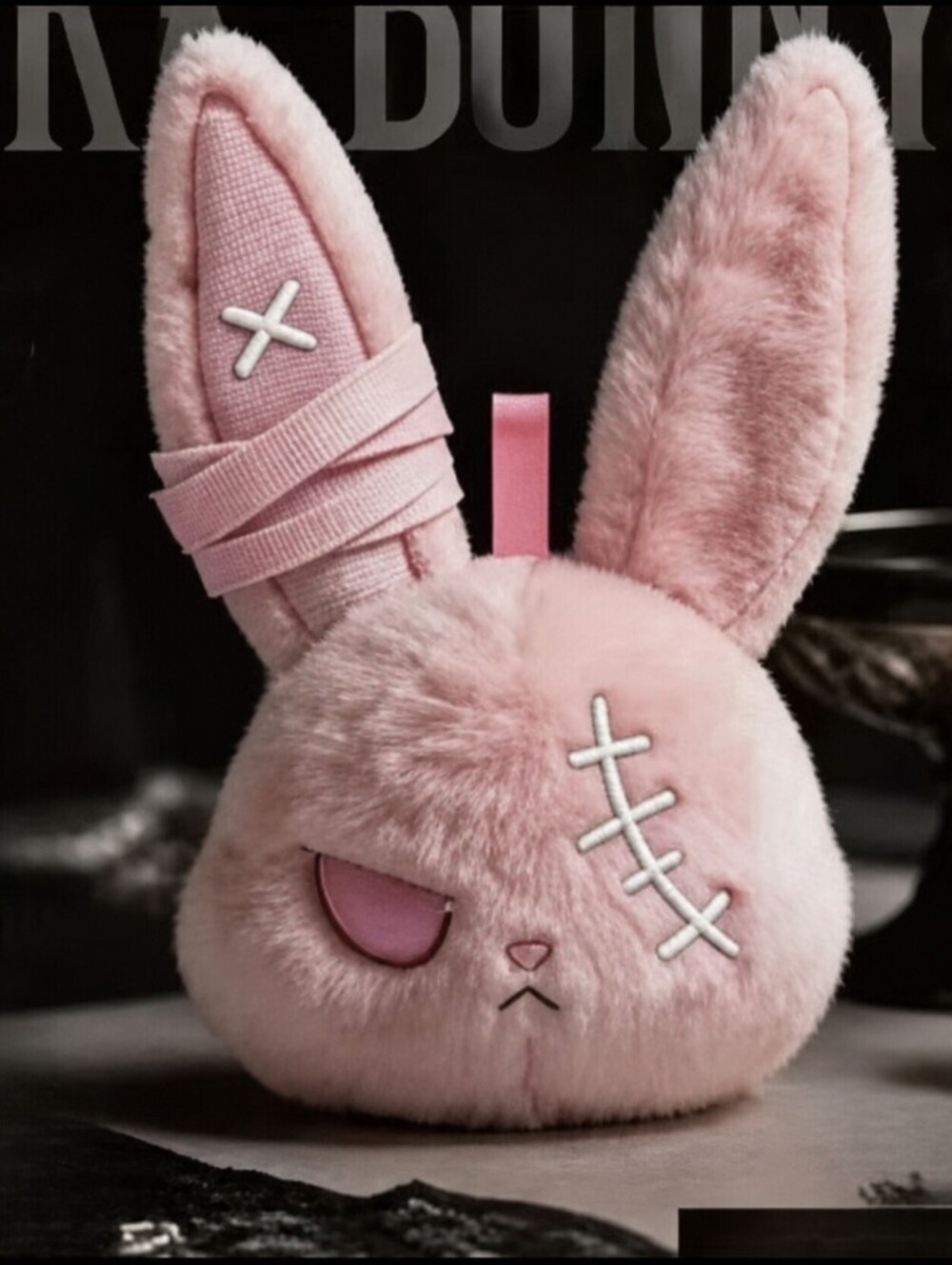 Zombie Pink Plush Bunny Bag Charm Keychain